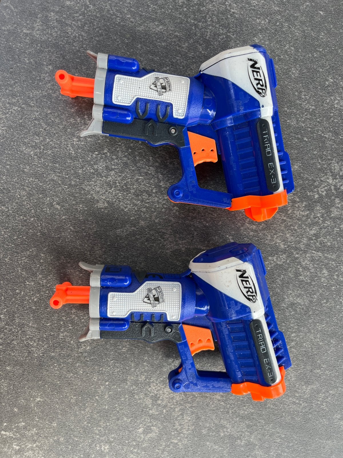 2x Nerf Triad EX-3 Blasters - Compacte Speelplezier, Ophalen of Verzenden, Gebruikt, Jongen of Meisje