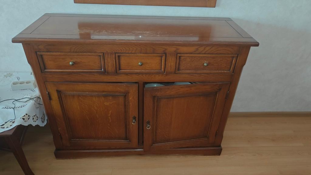 Dressoir met spiegel - 135 cm breed, Ophalen, Gebruikt, 100 tot 150 cm, Klassiek