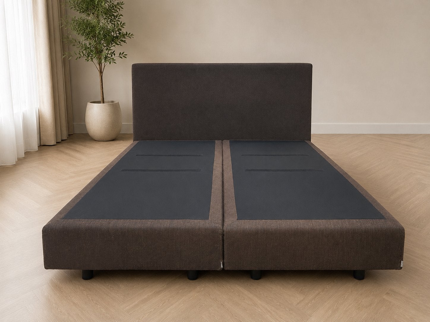 Premium Auping Boxspring 180x210 + 2x Prestige Rich matrasse, Bruin, 210 cm, Tweepersoons, Ophalen of Verzenden