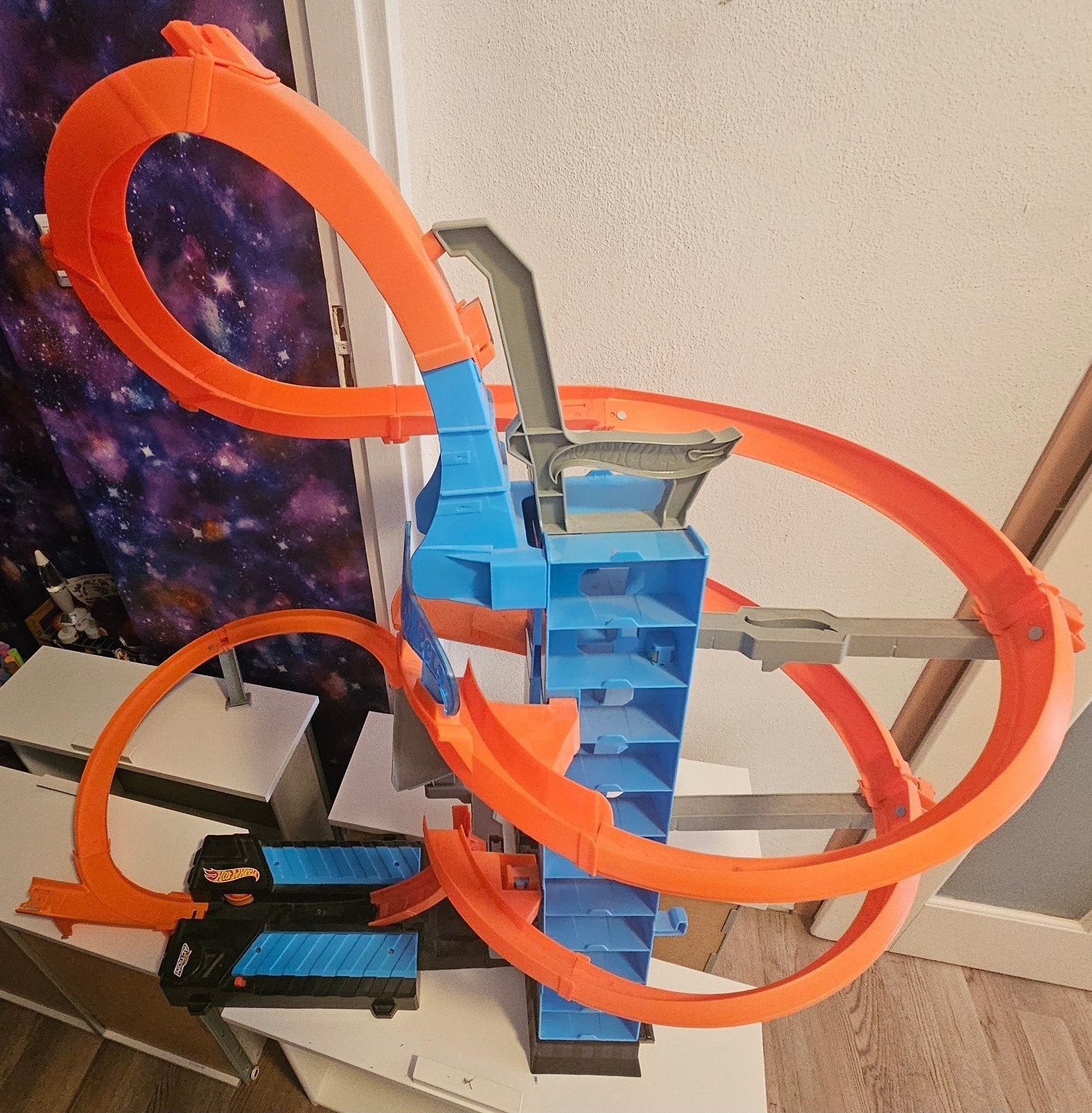 Hot Wheels Sky Crash Tower Racebaan - Zeer Netjes!, Ophalen, Racebaan, Zo goed als nieuw, Hot Wheels