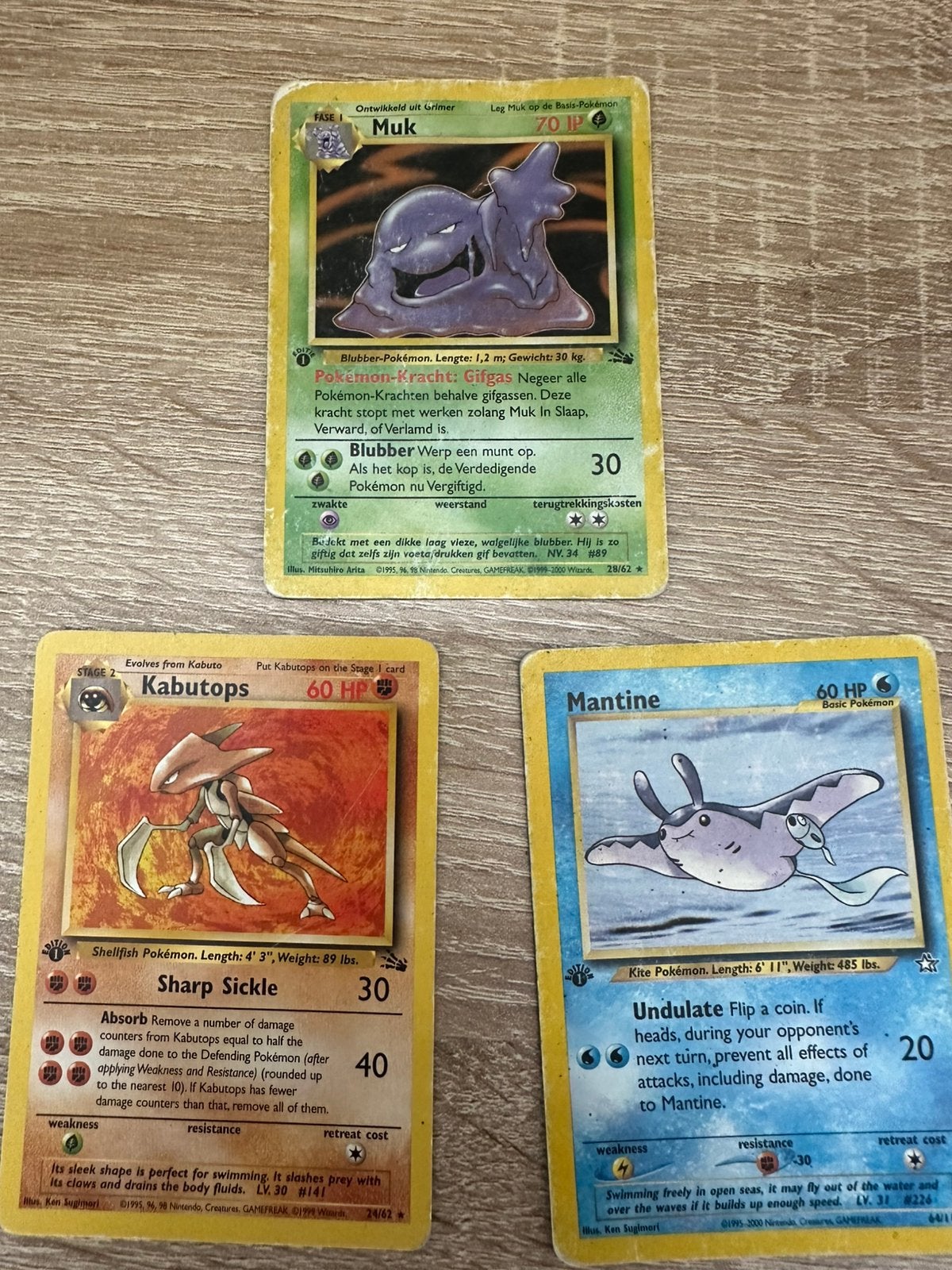 3 first edition kaarten, Ophalen of Verzenden, Gebruikt, Meerdere kaarten