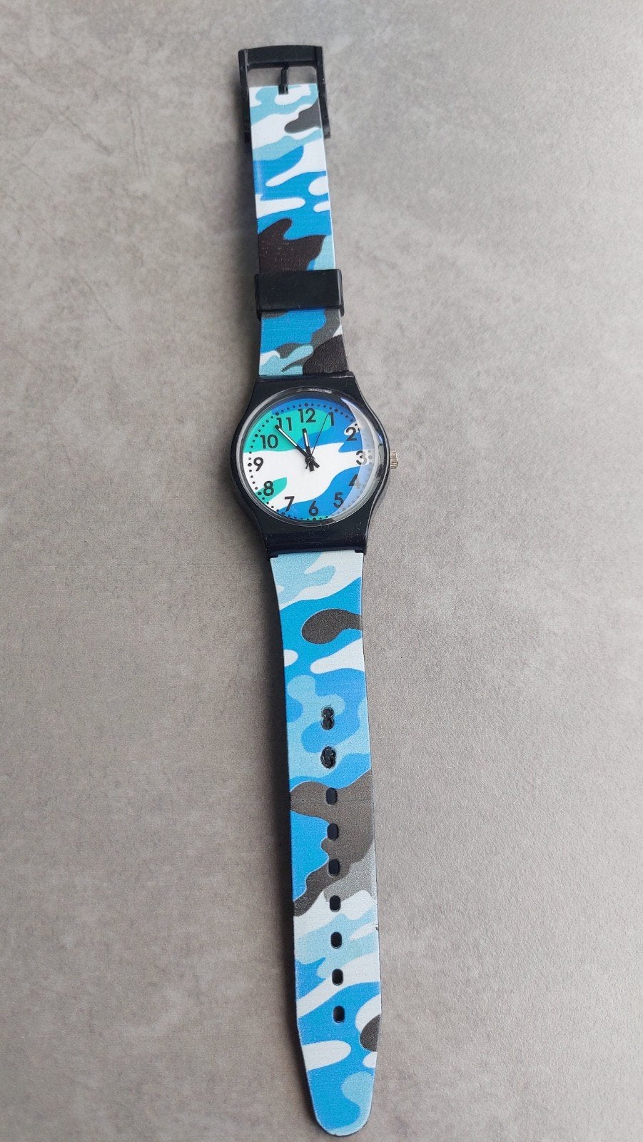 Stoer kinderhorloge met camouflageprint - Blauw, Ophalen of Verzenden, Gebruikt, Blauw, Jongen of Meisje