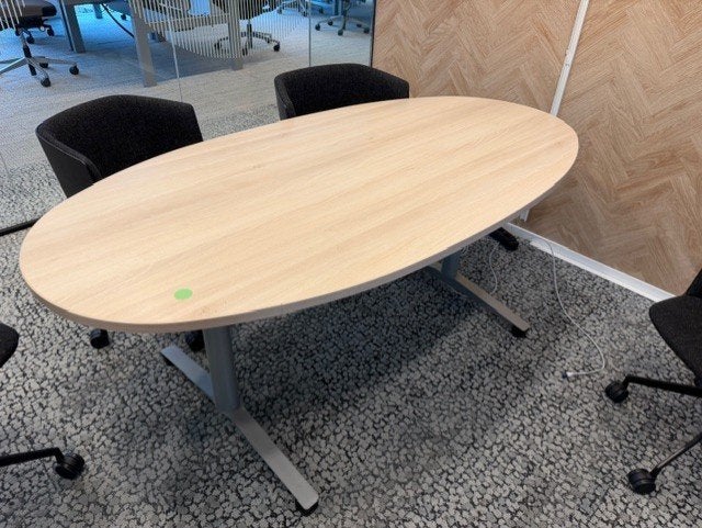 Ovale vergadertafel 180x90 cm - Zonder Stoelen, Gebruikt, Vijf personen of meer, Ovaal, 50 tot 100 cm