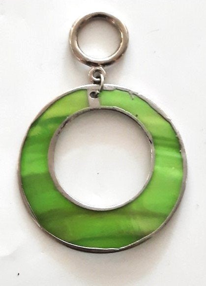 Prachtige grote ronde hanger groen Parelmoer (Look) (6917-10, Ophalen of Verzenden, Nieuw, Groen, Steen of Mineraal