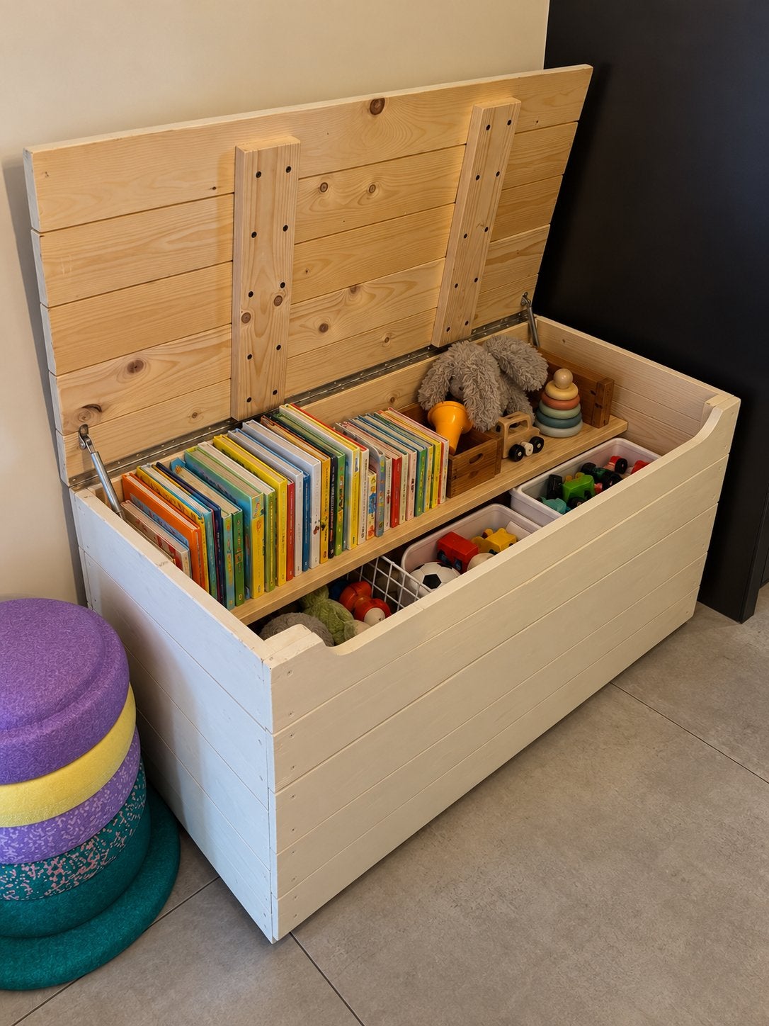 Beige sandy beach speelgoedkist houten, Ophalen, Zo goed als nieuw, Minder dan 50 cm