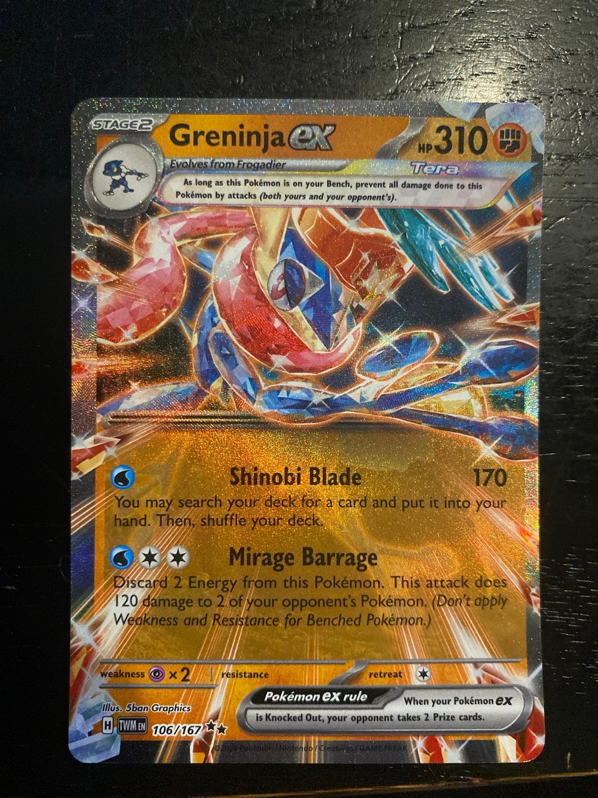 Greninja EX Pokémon Kaart (XY Breakpoint 106/167), Ophalen of Verzenden, Zo goed als nieuw, Losse kaart