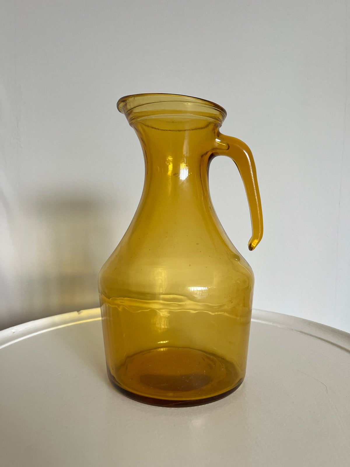 Vintage Amber Glazen Karaf met Handvat, Ophalen of Verzenden
