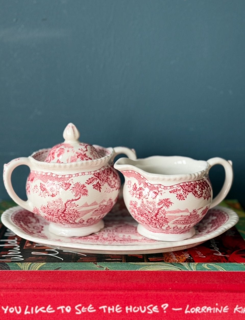 Woods Burslem Staffordshire pink 3-delig suiker- en roomstel, Ophalen of Verzenden, Overige stijlen, Overige typen