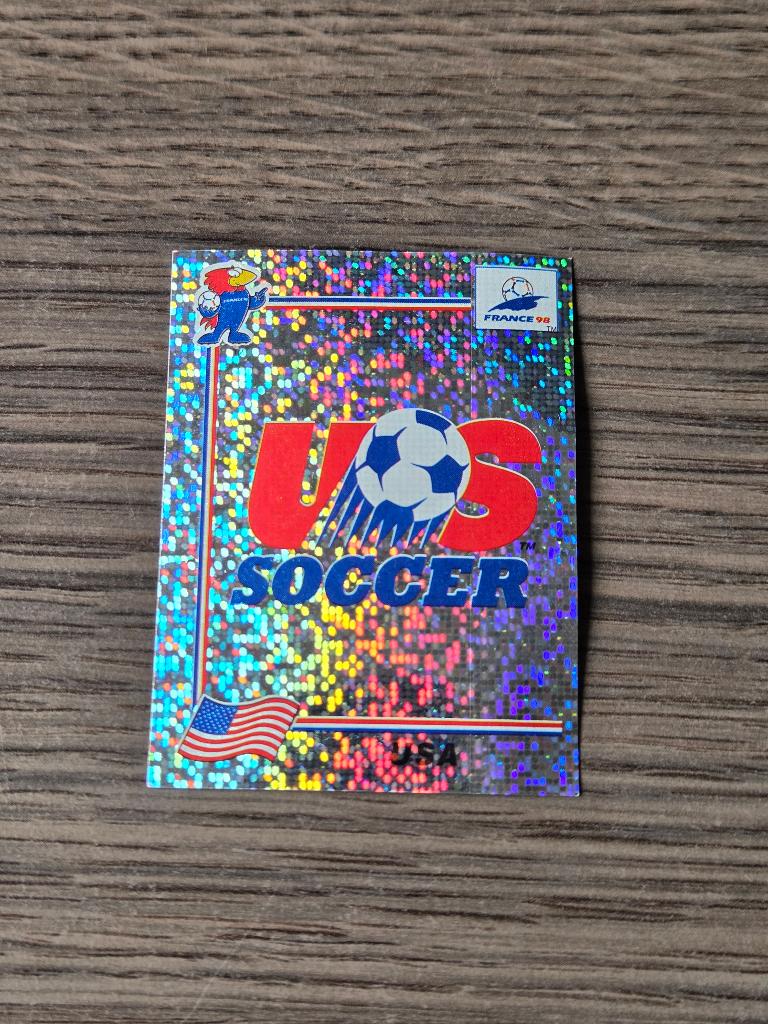 Panini World Cup Frankrijk 1998 embleem USA, Ophalen of Verzenden, Zo goed als nieuw, Buitenlandse clubs, Poster, Plaatje of Sticker
