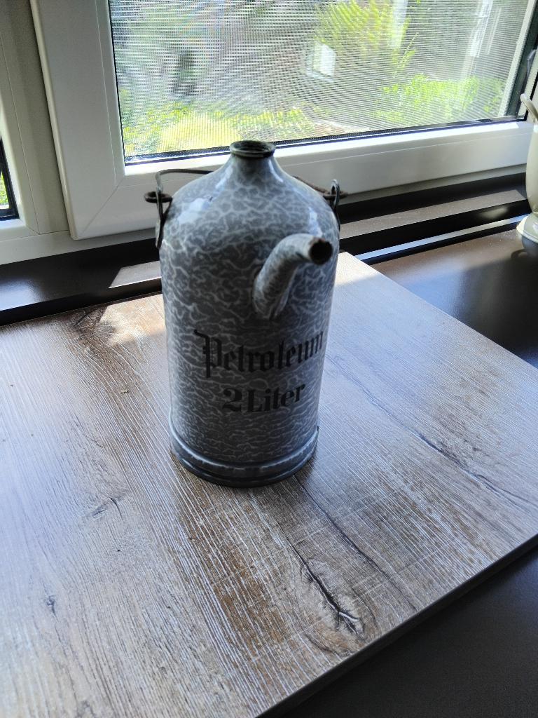 EMAILLE PETROLEUM KAN 2 LITER GRIJS GEWOLKT, Ophalen