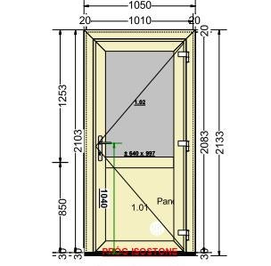 Kunststof achterdeur NIEUW met matglas 1050mm x 2133mm, Kunststof, Deurkozijn, Nieuw, 150 tot 225 cm