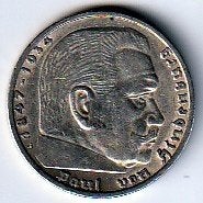 5  mark  1936  A  Duitsland. km. 94 ( 2 ), Ophalen of Verzenden, Duitsland, Losse munt, Zilver