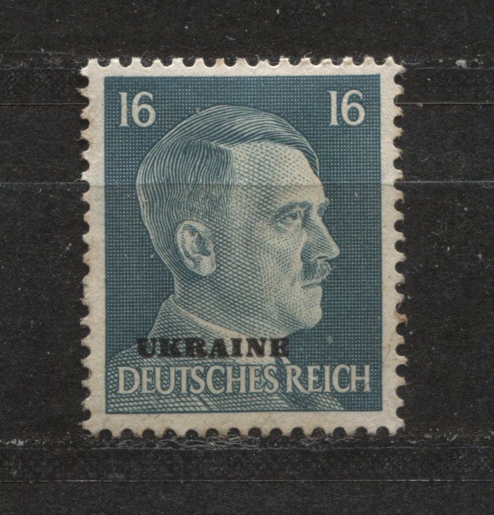 Duitse Adolf Hitler postzegel met opdruk Ukraine (U9), Verzenden, Landmacht, Duitsland, Foto of Poster