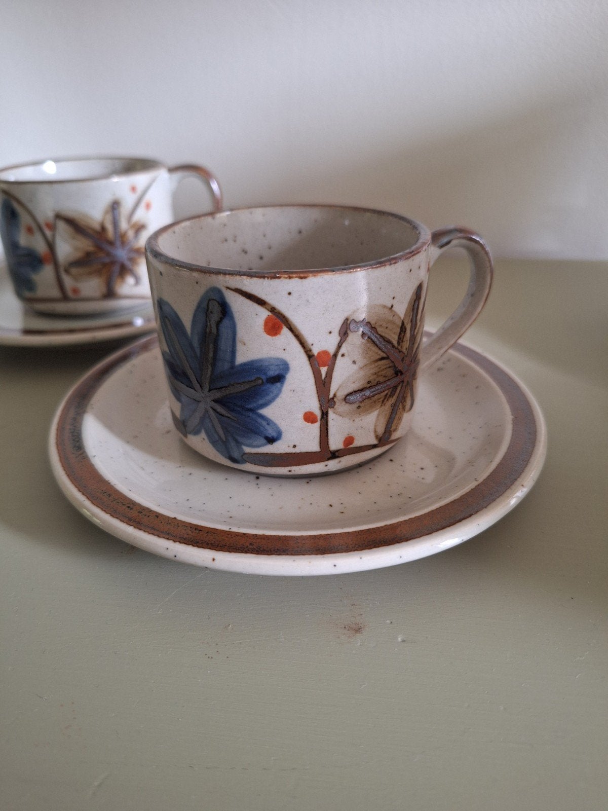 2 vintage kop en schotels jaren 60-70, Ophalen of Verzenden