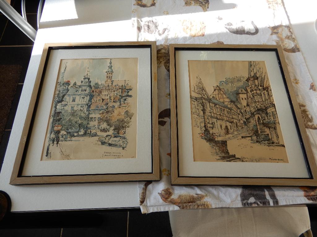 Litho, ets, 2 stuks, Jan Korthals (afb. Duitsland), Antiek en Kunst, Kunst | Tekeningen en Foto's, Ophalen of Verzenden