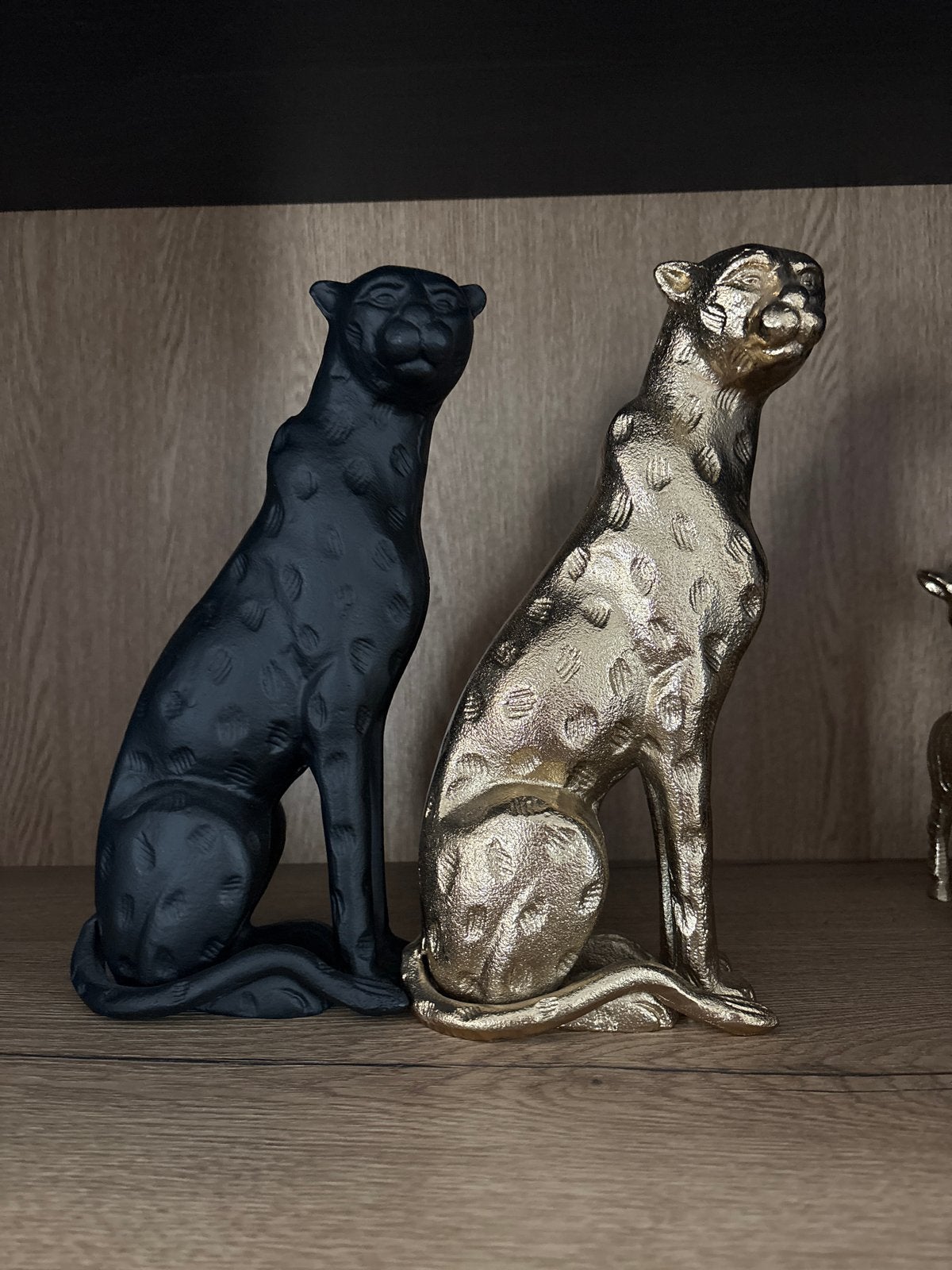 Decoratieve Panter Beelden - Zwart en Goud, Ophalen, Meerkleurig, Kunststof, Zo goed als nieuw