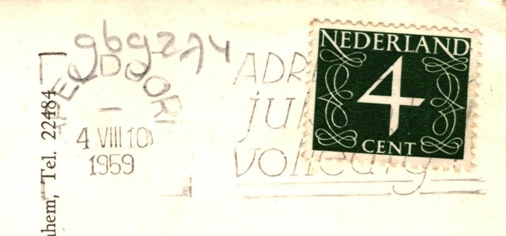 969274	Apeldoorn	Wilhelminapark	1959	Gelopen met postzegel, Ophalen of Verzenden, 1940 tot 1960, Gelopen, Gelderland