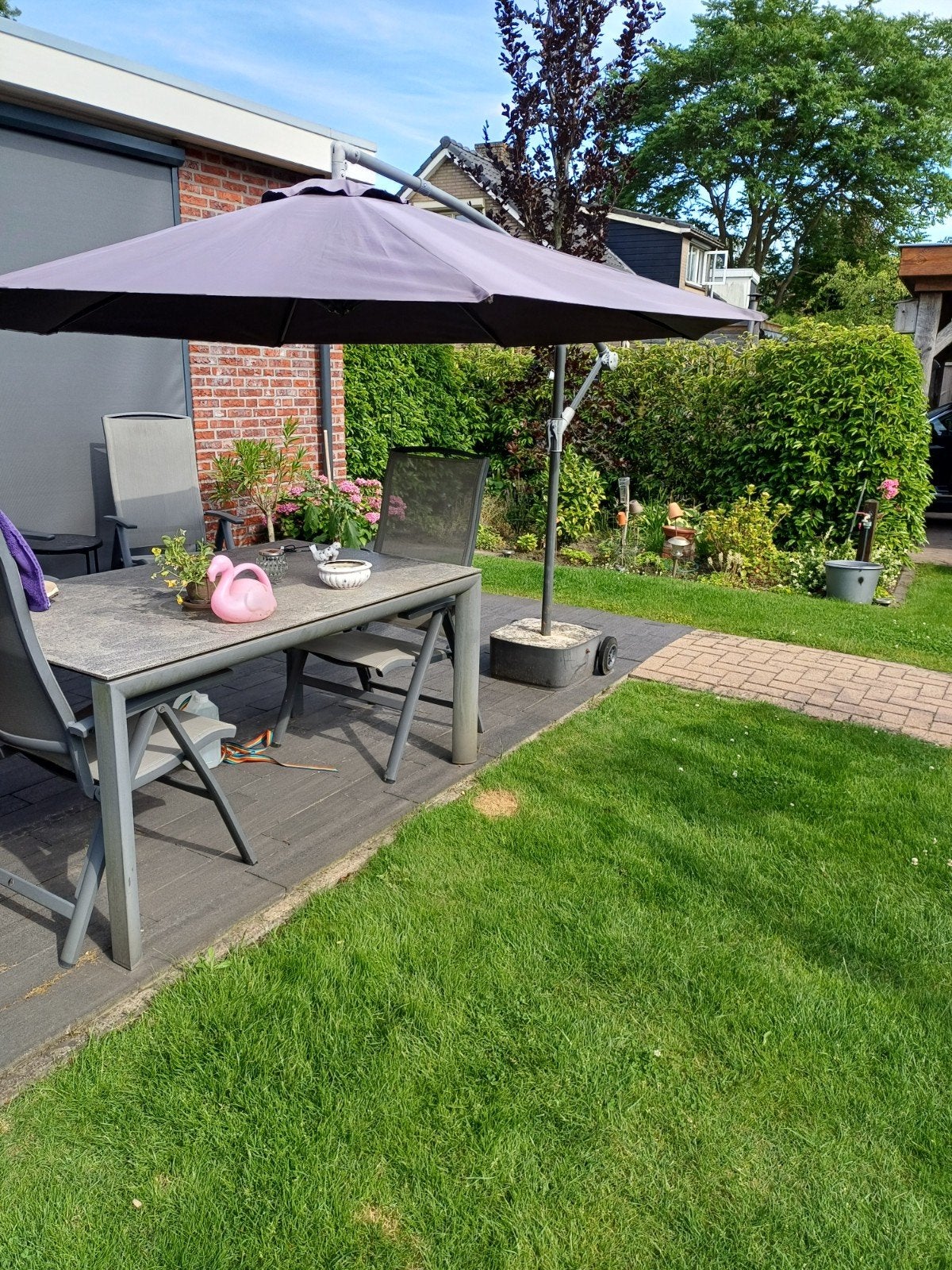 Zweefparasol  met voet, Ophalen, Gebruikt, 2 tot 3 meter, Zweefparasol