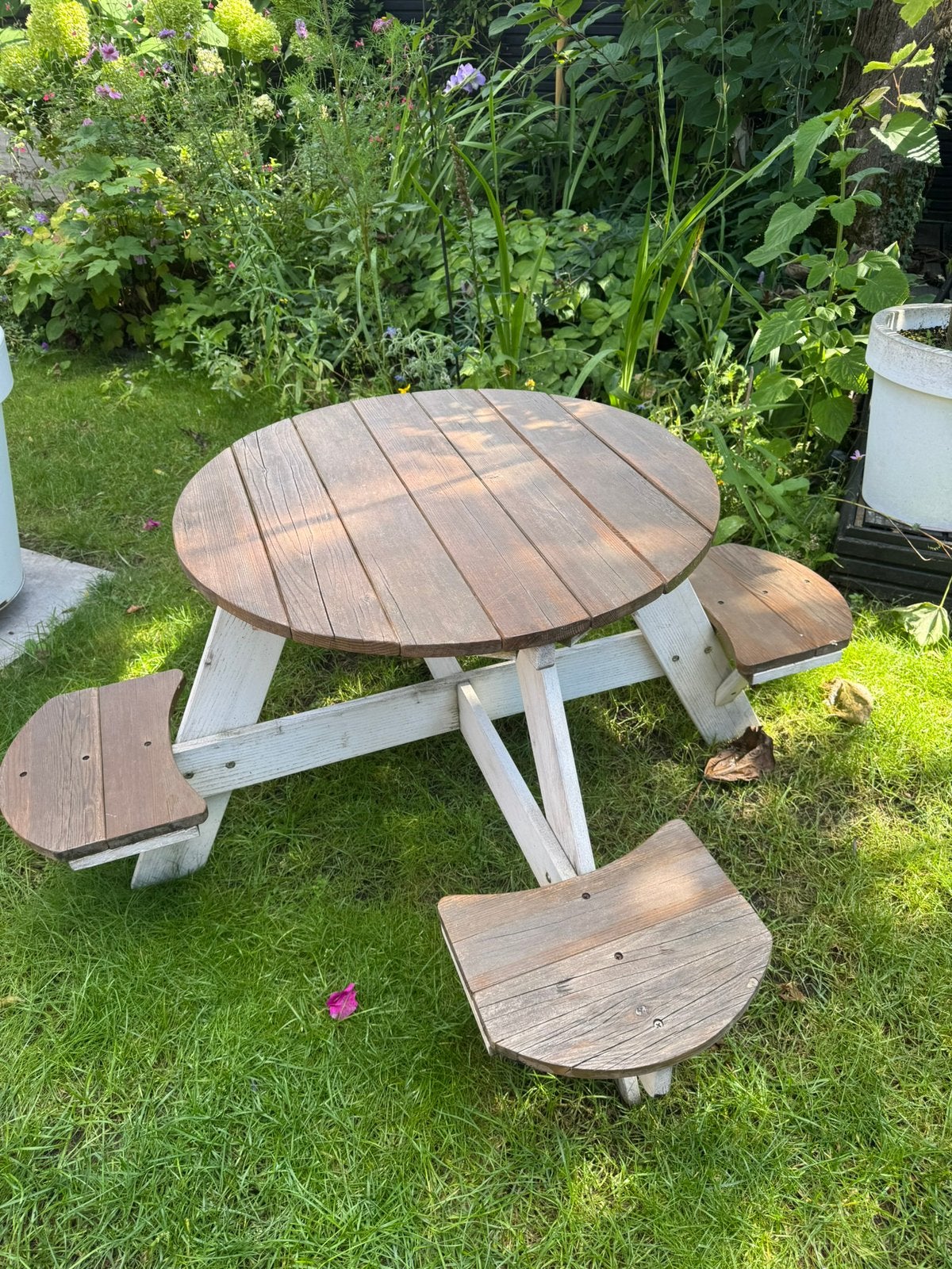 Houten kinder picknicktafel rond, Ophalen, Zo goed als nieuw, Rond, Hout
