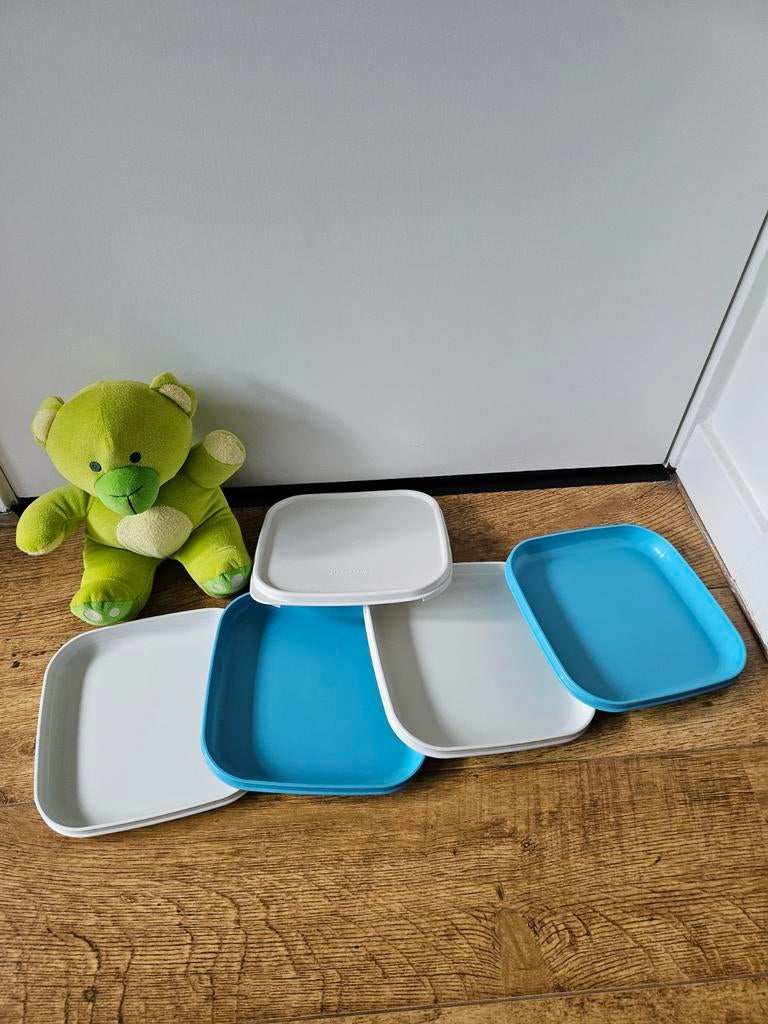 * Tupperware vierkante bordjes met deksel, Ophalen of Verzenden, Nieuw, Blauw, Bak of Kom