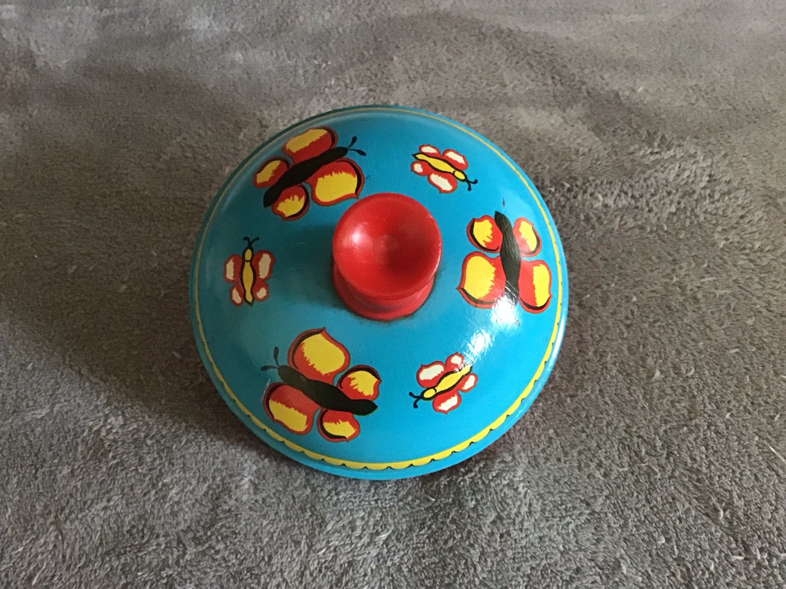 Vintage bromtol met vlinders, metaal en plastic, werkend, Kinderen en Baby's, Ophalen of Verzenden, Gebruikt, Jongen of Meisje