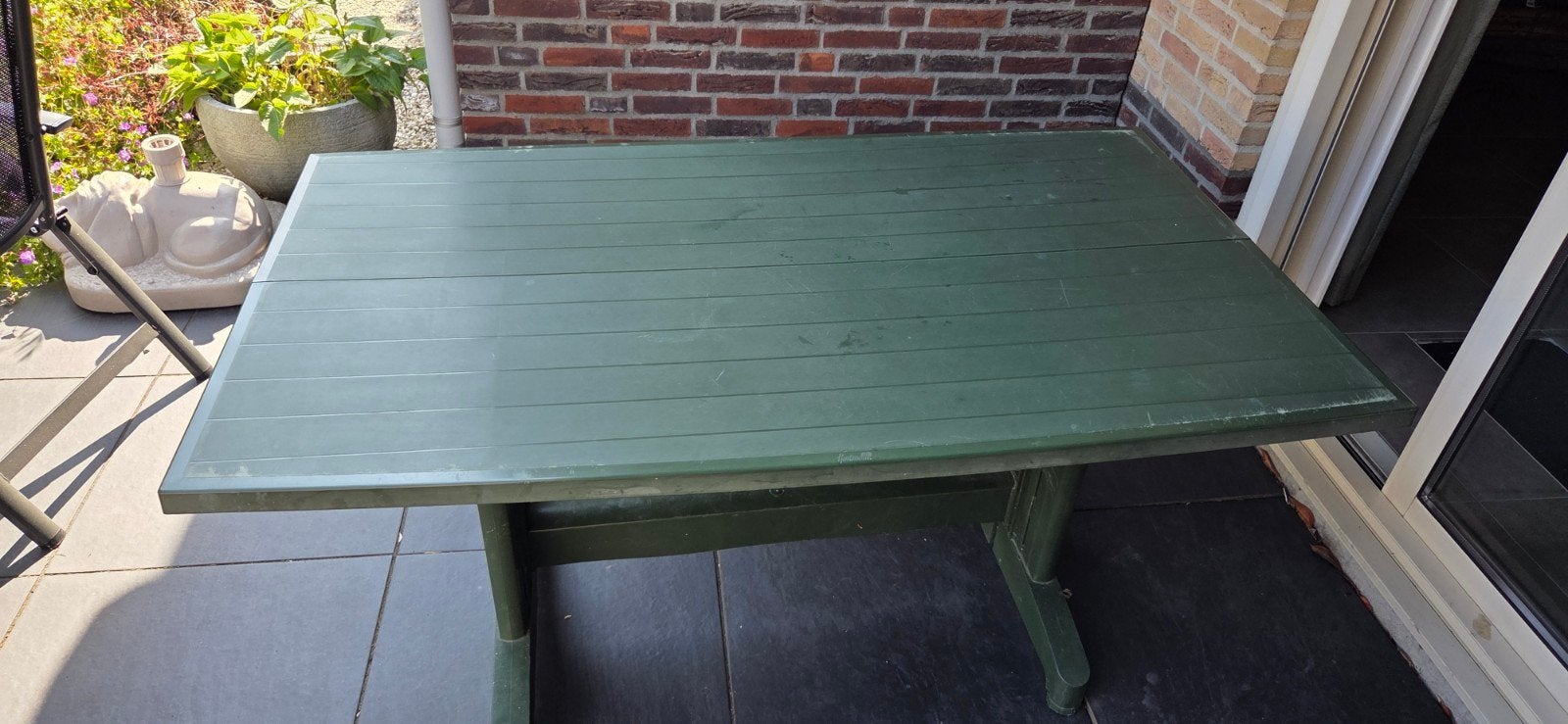 Opvouwbare tuintafel - Groen kunststof, Ophalen, Gebruikt, Rechthoekig, Kunststof