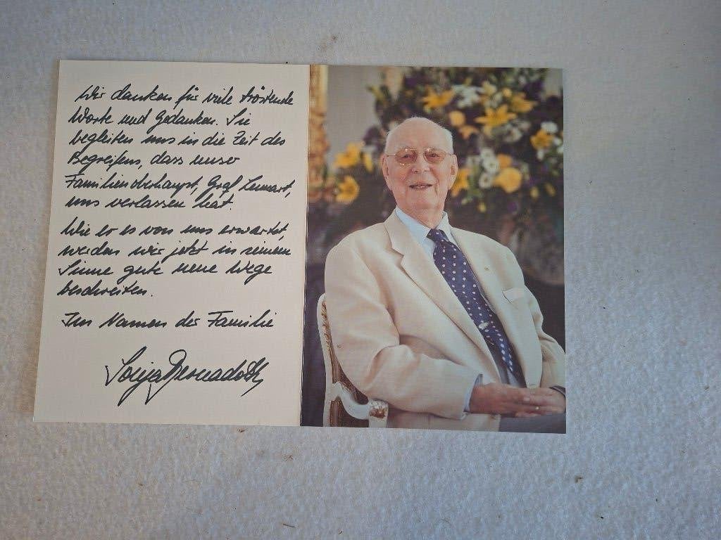 Rouw bedankje lennert zweden mainau, Ophalen of Verzenden, Gebruikt, Buitenland, Kaart, Foto of Prent