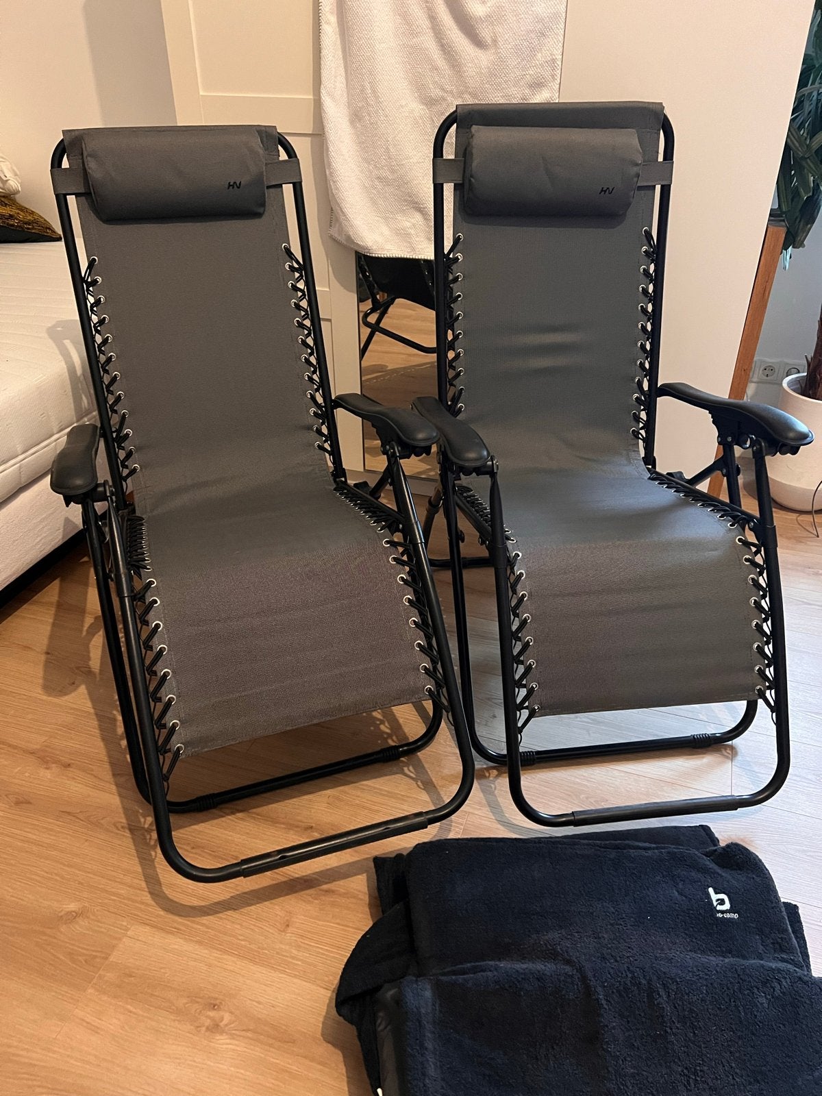 2x ANWB Human Nature relaxstoelen - Corfu Grijs, Verstelbaar, Caravans en Kamperen, Kampeermeubelen, Ophalen, Zo goed als nieuw