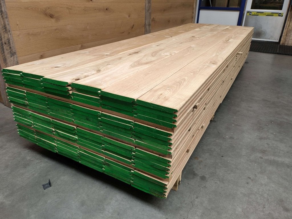 Eiken hout half rabat 19x170mm 300cm dakbeschot, Doe-het-zelf en Verbouw, Hout en Planken