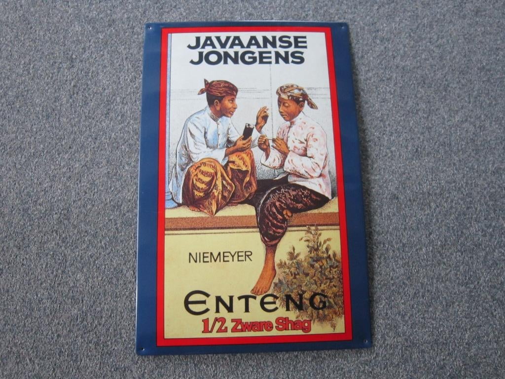 JAVAANSE JONGNS BLIKKEN RECLAMEBORD, Ophalen, Zo goed als nieuw, Reclamebord