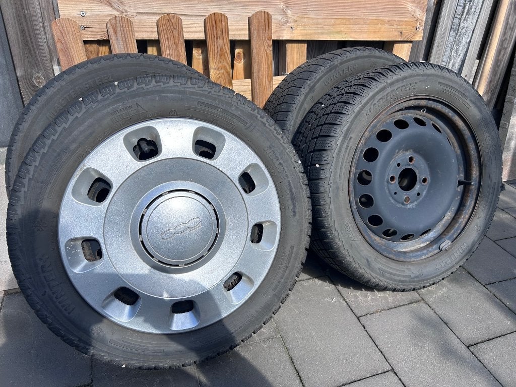 Fiat 500 Wielen met winterbanden, Auto-onderdelen, Ophalen, 14 inch, Gebruikt, Banden en Velgen