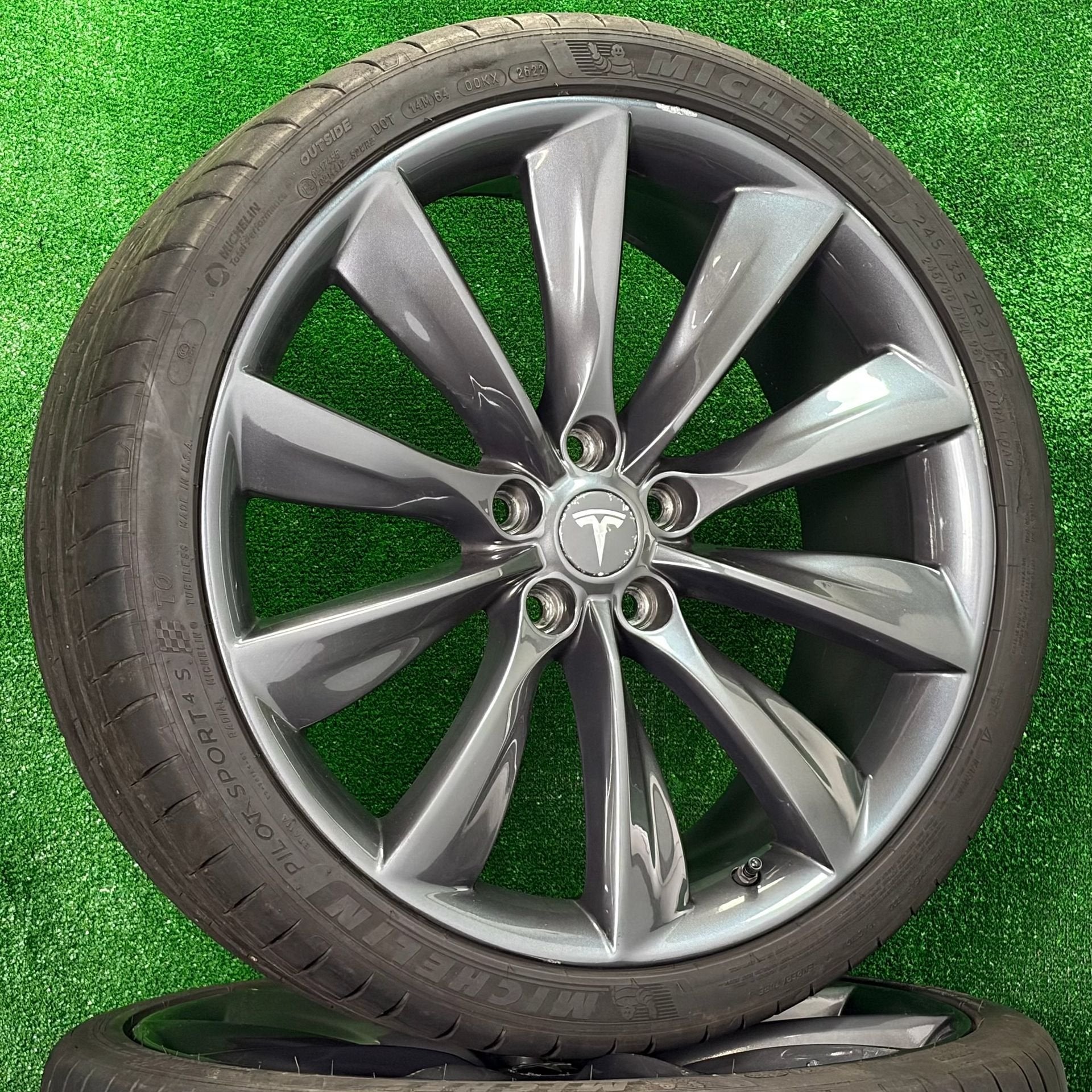 Originele 21 inch Tesla Model S Turbine velgen met banden, Auto-onderdelen, Banden en Velgen, -, -, Banden en Velgen, Zomerbanden