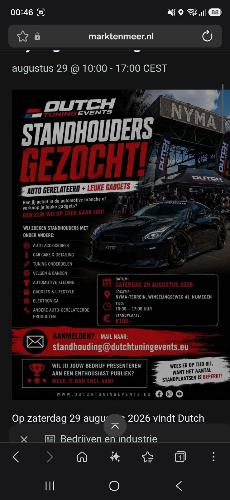 Standhouders gezocht voor Dutch Tuning Events 2026, Ophalen of Verzenden
