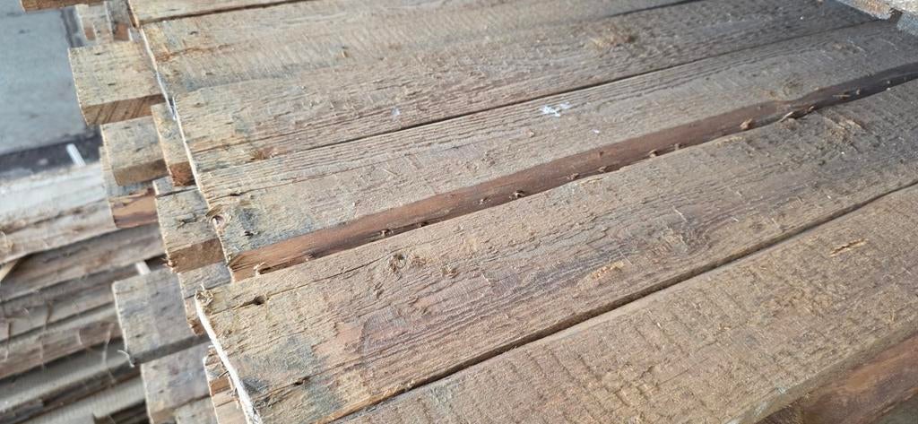 Oud Grenen Dakbeschot - Rustieke Uitstraling, Doe-het-zelf en Verbouw, Hout en Planken, Gebruikt, Minder dan 25 mm, Grenen, Ophalen of Verzenden