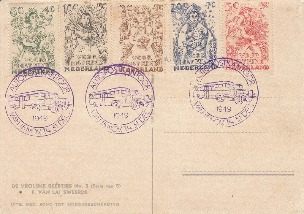Nederland-3.58.4- 1949- Kinderzegels- Ansichtkaart- G, Postzegels en Munten, Ophalen of Verzenden, Na 1940, Gestempeld