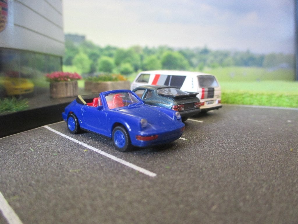 Porsche 964 911 Carrera 4 Cabrio blauw chassis-error-model, Ophalen of Verzenden, Nieuw, Auto, Rietze