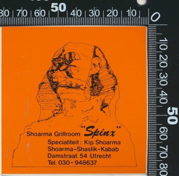 Sticker: Shoarma Grillroom Spinx - Utrecht (1), Ophalen of Verzenden, Zo goed als nieuw, Bedrijf of Vereniging
