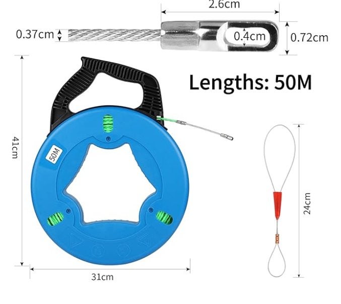 Intrekhulp 50 m glasvezel kabel, Doe-het-zelf en Verbouw, Meetapparatuur, Ophalen, Zo goed als nieuw, Elektriciteit