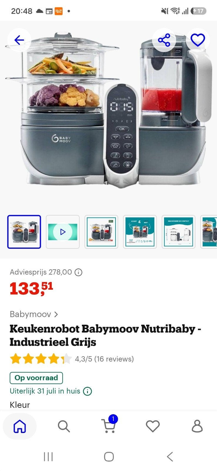 Babymoov  Keukenrobot, Zo goed als nieuw, Babymoov, Babyvoedingmaker, Ophalen