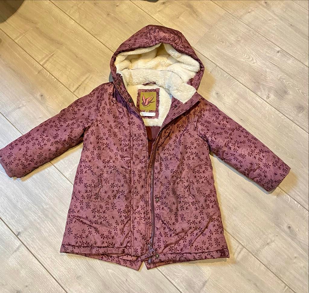 Leuke winterjas met bloemenprint voor meisjes, Ophalen of Verzenden, Gebruikt, Meisje