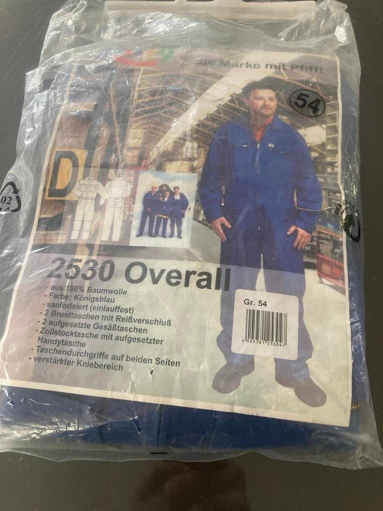Nieuwe Overall Maat 54 - 100% Katoen, Koningsblauw, Ophalen, Zo goed als nieuw, Regenjas