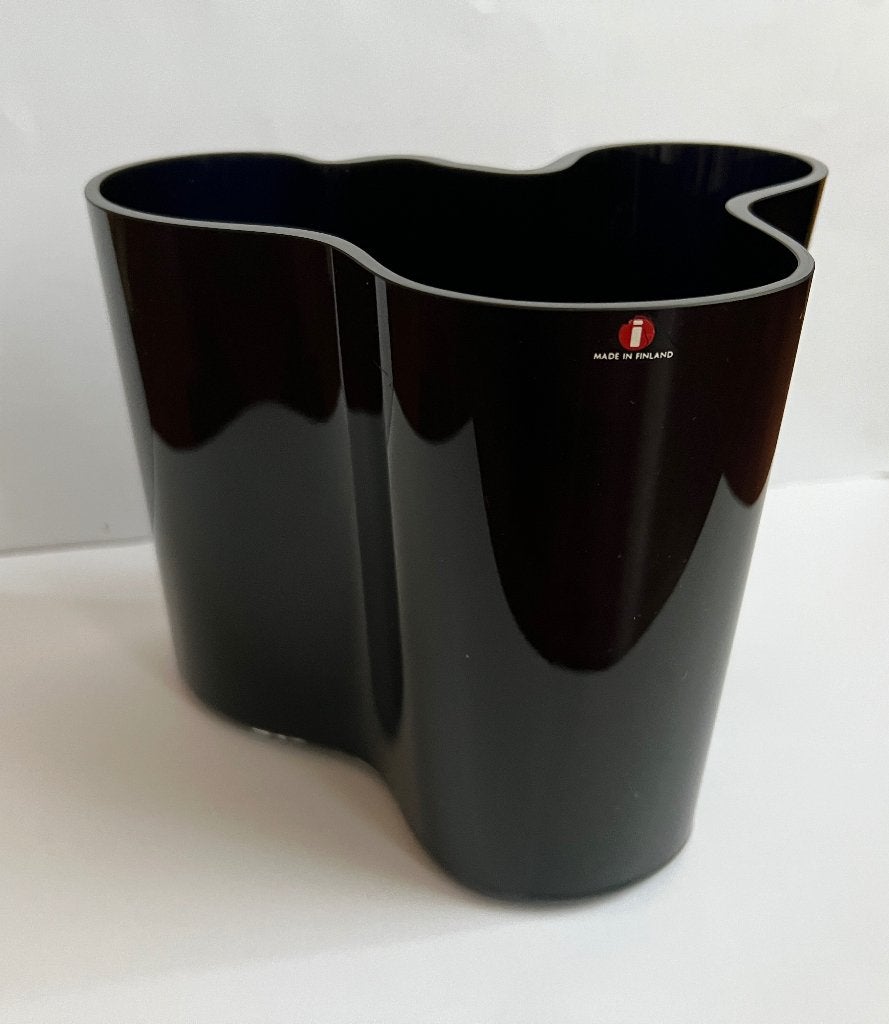 Iittala Alvar Aalto Savoy vaas nacht blauw 16 cm hoog, Gebruikt, Blauw, 16 cm, Ophalen of Verzenden