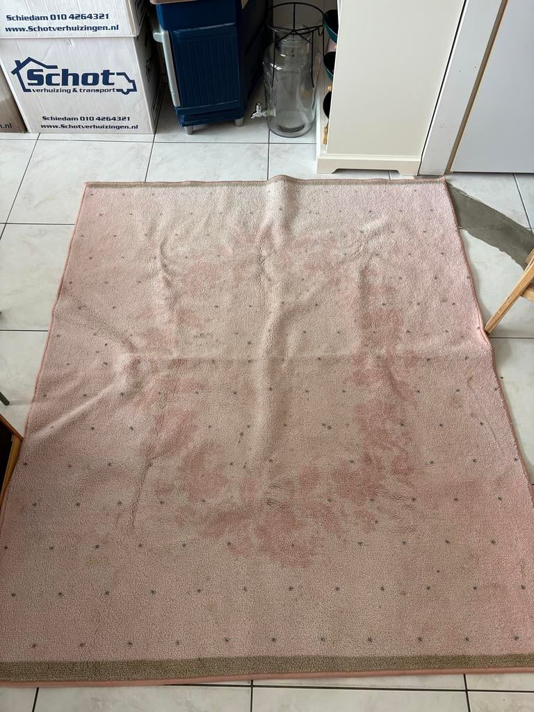 Roze meisjes vloerkleed met patroon 157x132, Ophalen, Gebruikt, 150 tot 200 cm, Rechthoekig