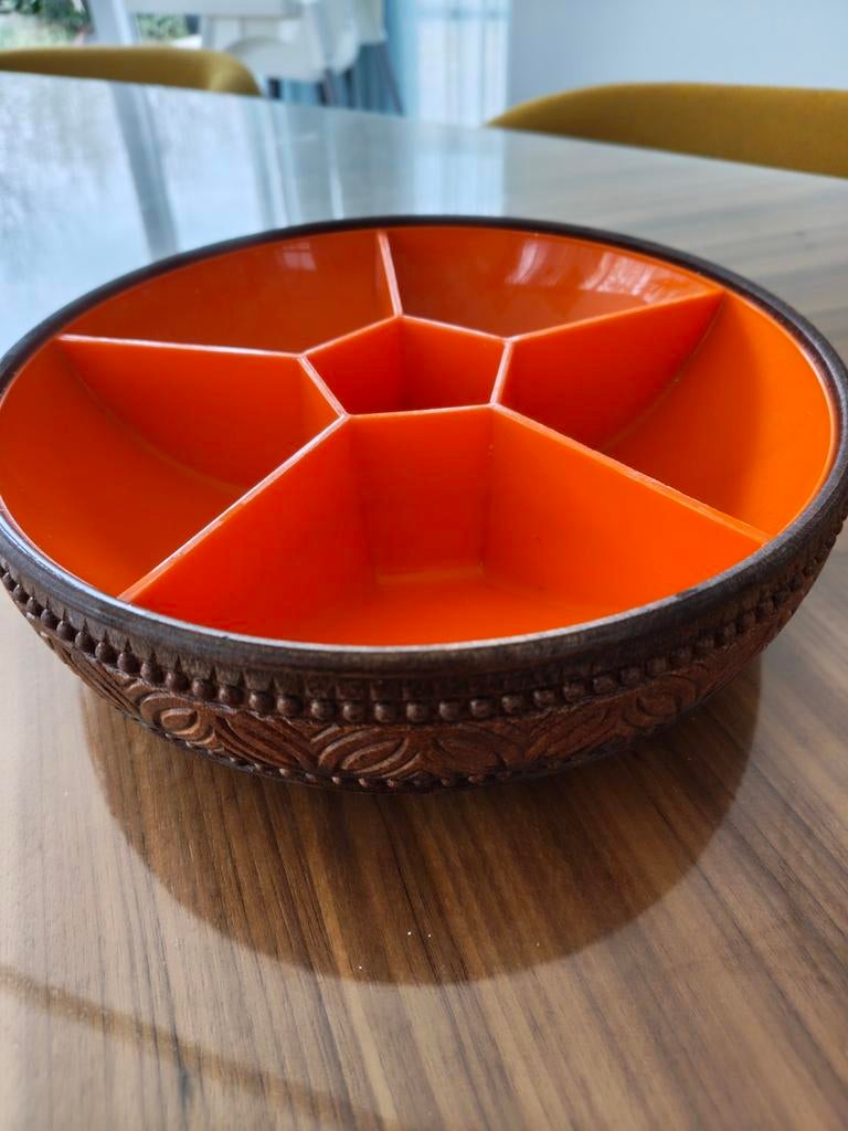 Retro Vintage 70s snack schaal, Ophalen of Verzenden, Rond