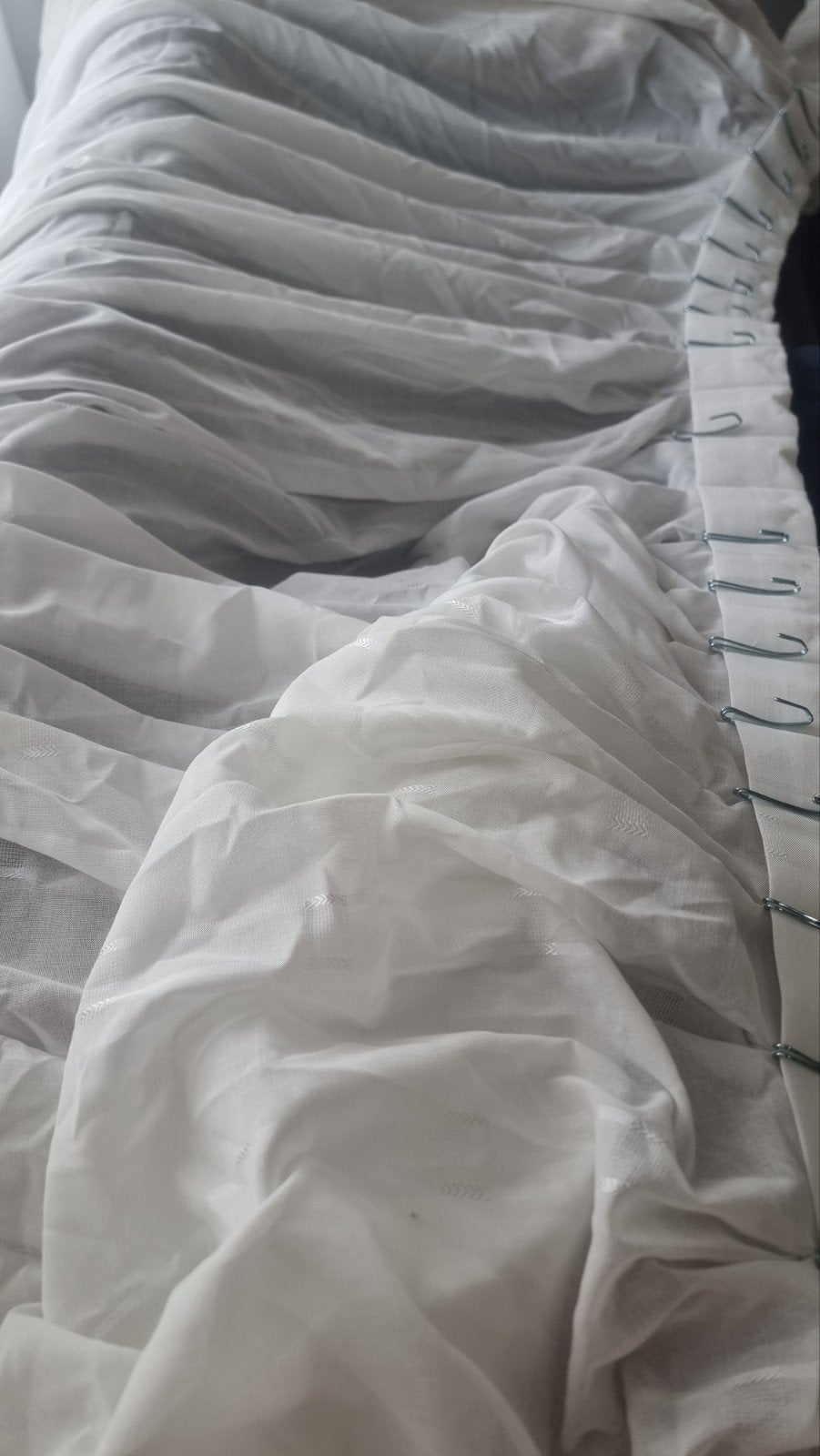 Witte vitrage gordijnen met plooiband, 200 cm of meer, Wit, Ophalen of Verzenden, Zo goed als nieuw