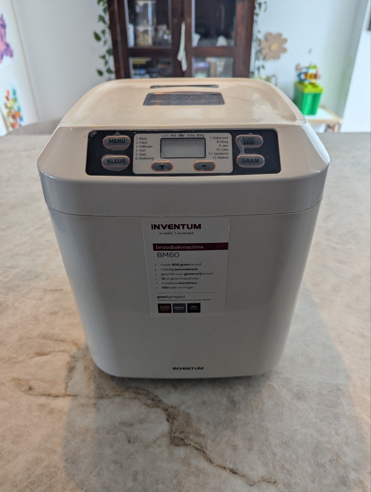 Inventum BM60 Broodbakmachine, Kijkvenster, Zo goed als nieuw, 400 tot 800 gram deeg, Ophalen