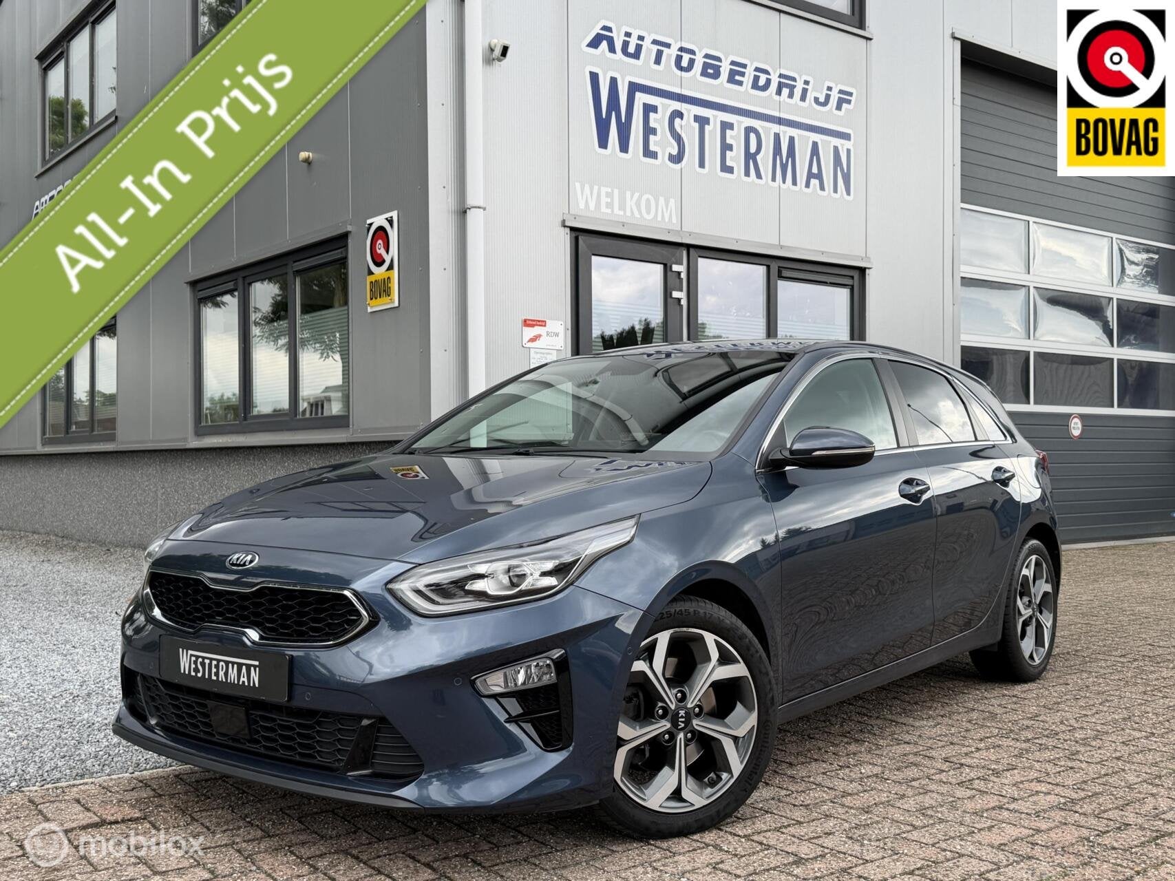 Kia Ceed 1.4 T-GDi DynamicPlusLine AUT Acc Clima Navi Carpla, Auto's, Blauw, Leder en Stof, 1245 kg, Bedrijf