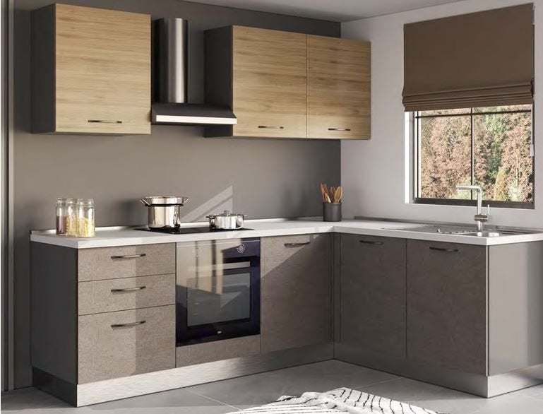 Keuken Gilda 245 x 185, Ophalen of Verzenden, Nieuw, Grijs, Hoekkeuken