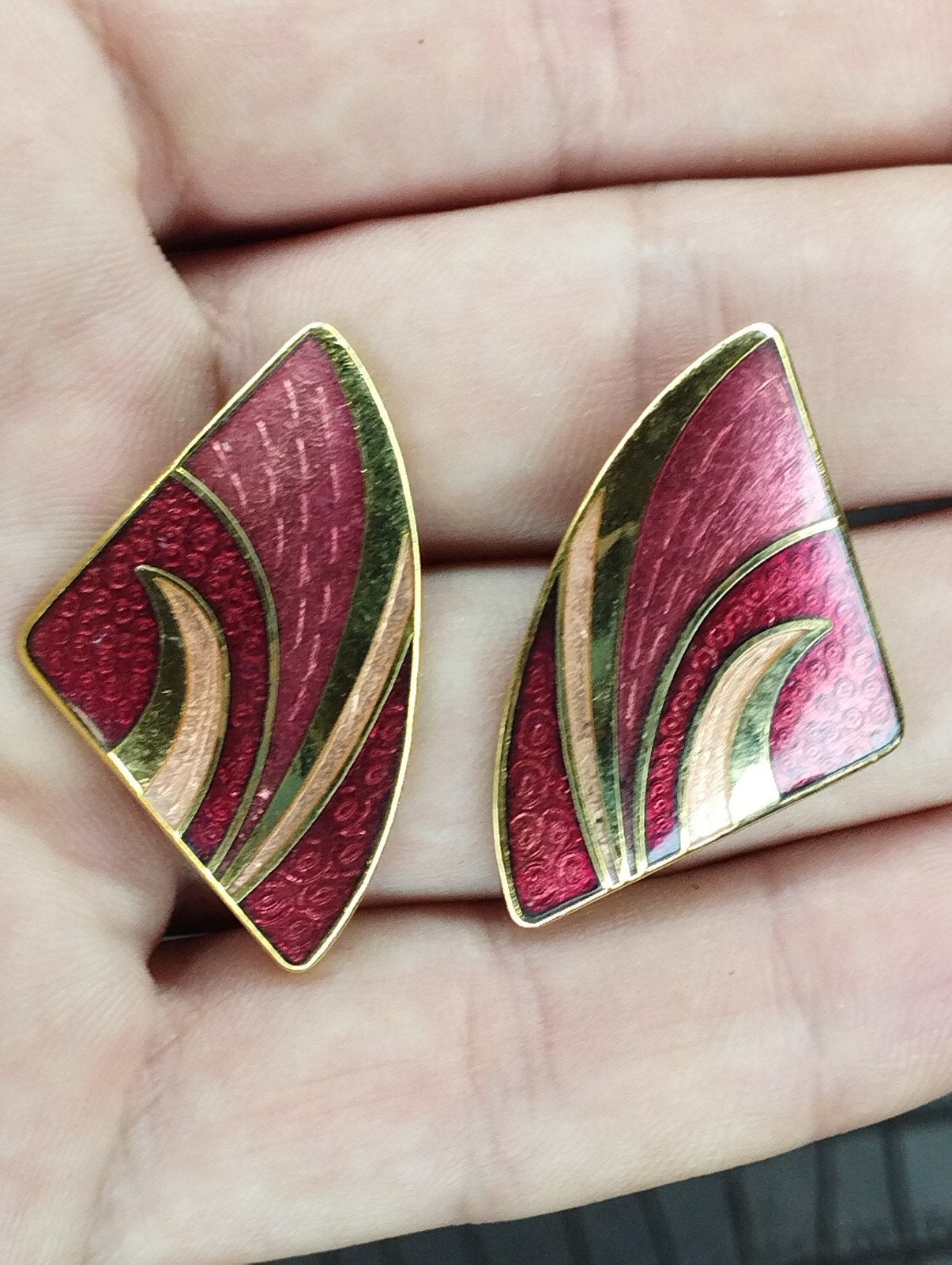 Zeldzame, prachtige vintage cloisonné oorbellen, Ophalen of Verzenden, Zo goed als nieuw, Overige materialen