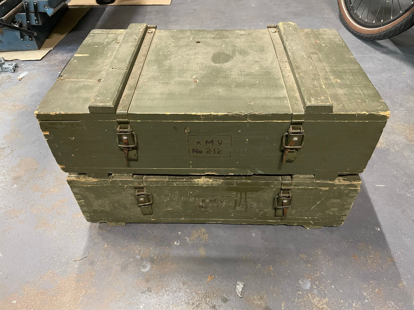 WW2 houten munitie kisten KMV No 212, Verzamelen, Ophalen, Gebruikt